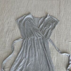 Striped Gray Wrap Dress